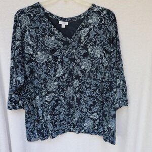 Pure Jill V-neck 3/4 length sleeve top 4X